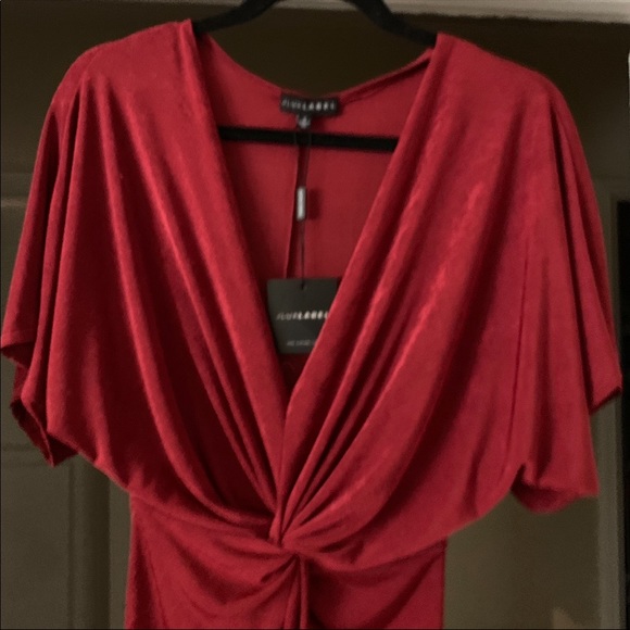 JLUXLABEL💋 DEEP RED 💋TIARA FRONT KNOT DRESS - Picture 4 of 8